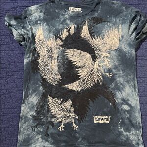 Levi's Mens Navy & Light Blue Tie-Dye Eagle Graphic Tee